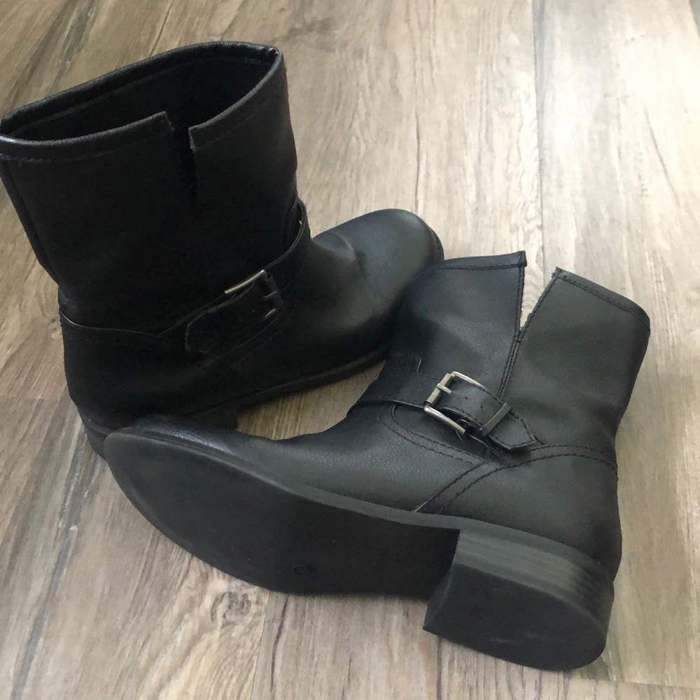 Black Leather Moto Boot Size 8